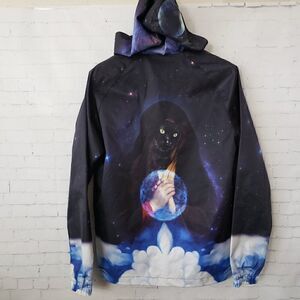 RIPNDIP Nasa Space Commit Half Zip Hooded Pullover Mens Size S Cat Wizard Nerm